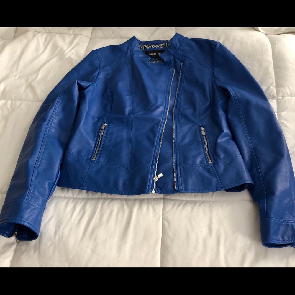 NWOT Blue Leather Jacket